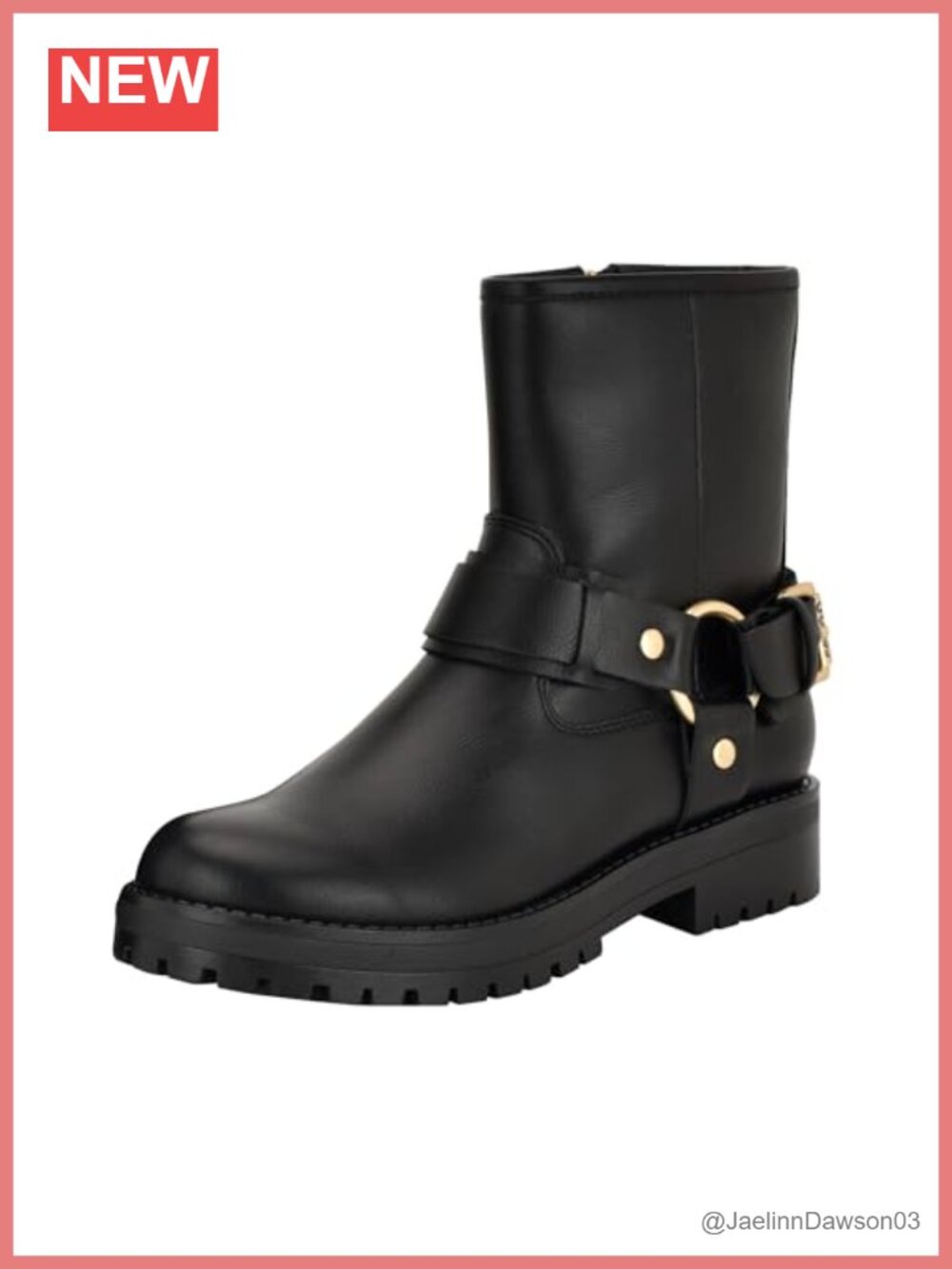 Faux Leather Ankle Booties with Block Heel Buckle Harness Straps Pull On
